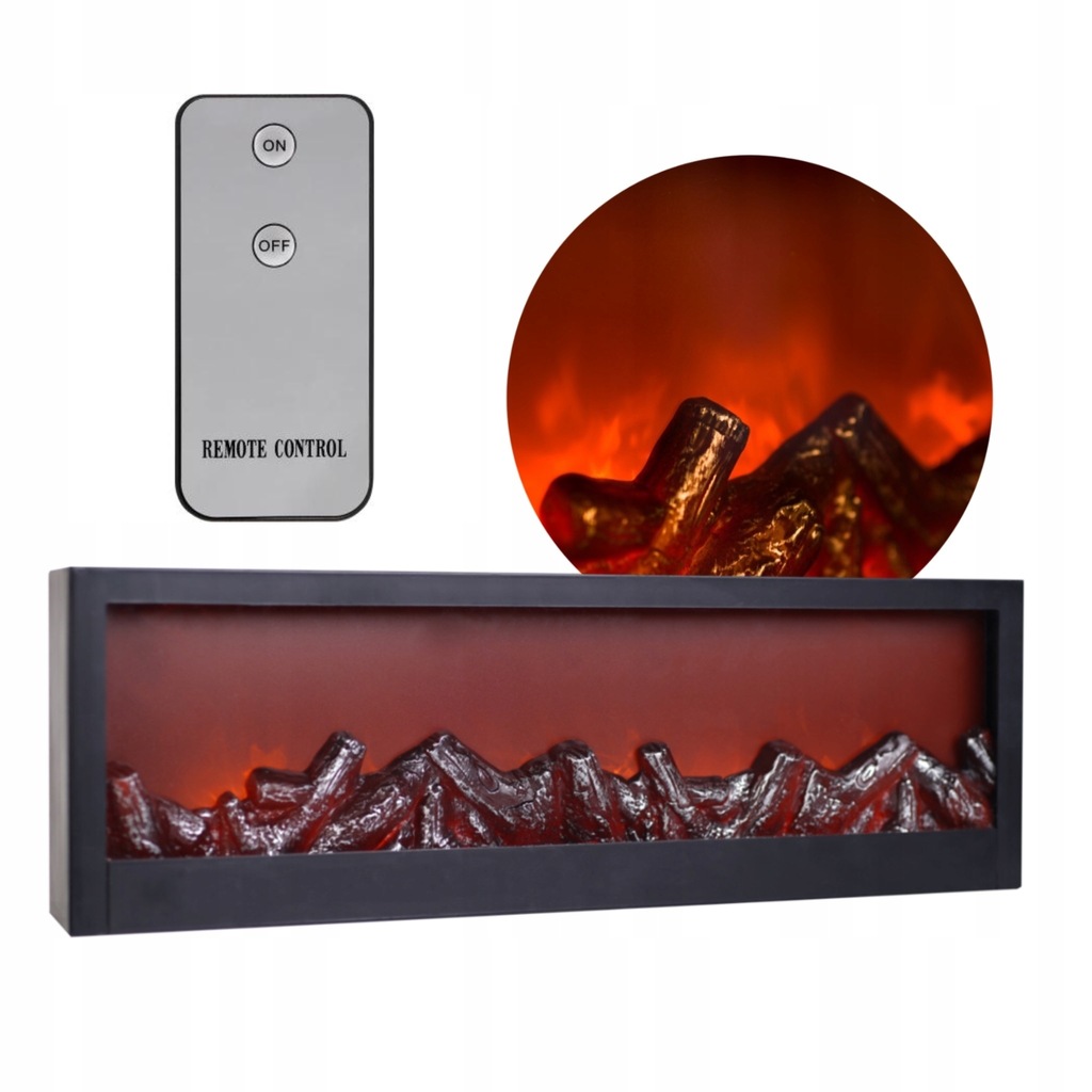 KOMINEK ELEKTRYCZNY LED DEKORACYJNY DO SALONU NA ŚCIANĘ SZAFKĘ + PILOT