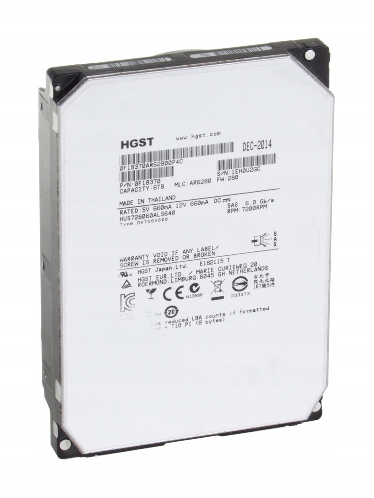 HDD HGST 6TB 3,5 SAS 7,2K HUS726060ALS640 0F18370