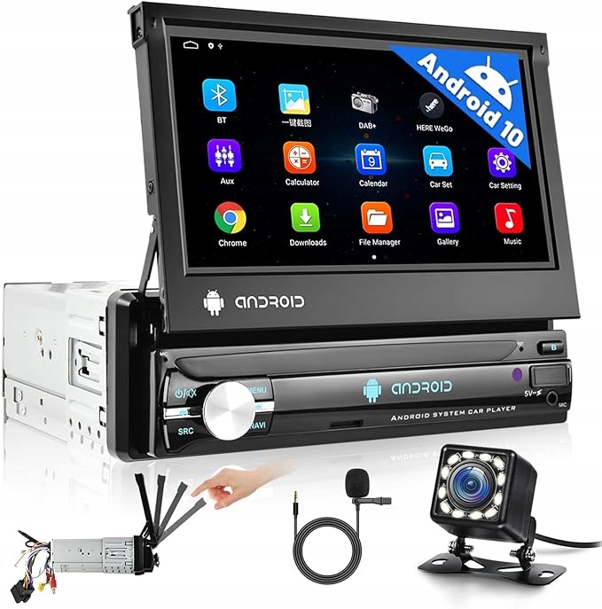 Radio Samochodowe Android Wysuwane 1Din Czarne