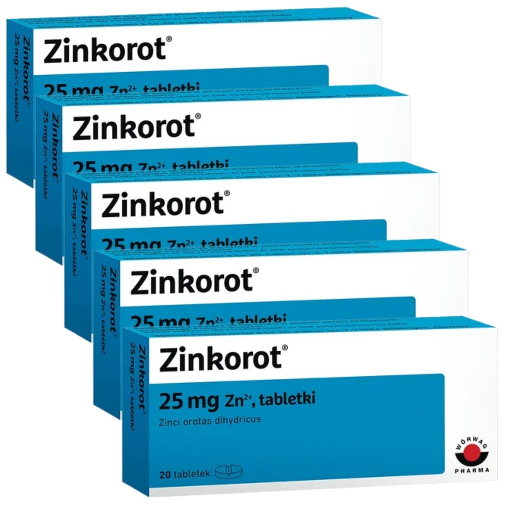 Zinkorot 25 mg Zn 20 tabletek Lek na niedobór cynku
