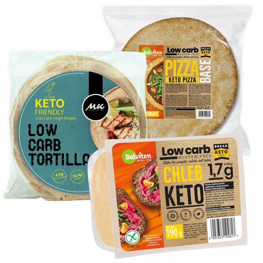 KETO CHLEB + PIZZA SPÓD do pizzy i TORTILLA Wraps MK Nutrition Balviten LOW
