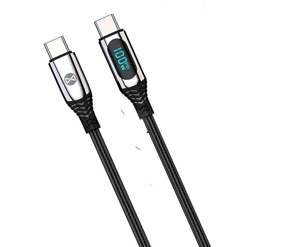 Kabel USB-C - USB-C 1,0 m 100W Forever LCD LCD czarny
