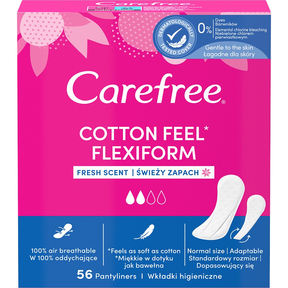 _ CAREFREE_Cotton Feel Flexiform wkładki higieniczne Świeży Zapach 56 sztuk