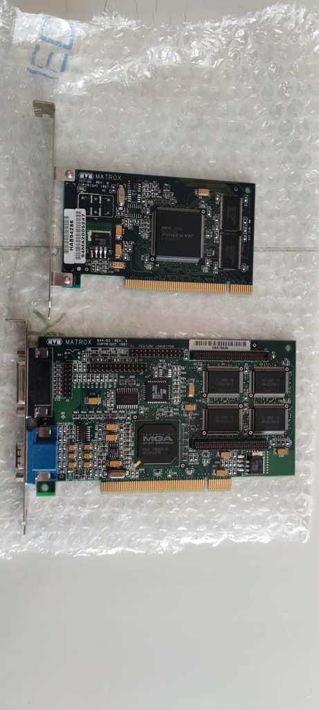 Biały Kruk Matrox M3D PowerVR PCX2 Akcelerator 3D + Matrox Mystuque 220 4mb