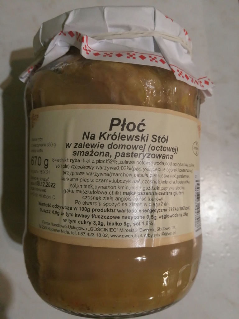 Płoć ryba w zalewie 670g Gworek 0,44 kg
