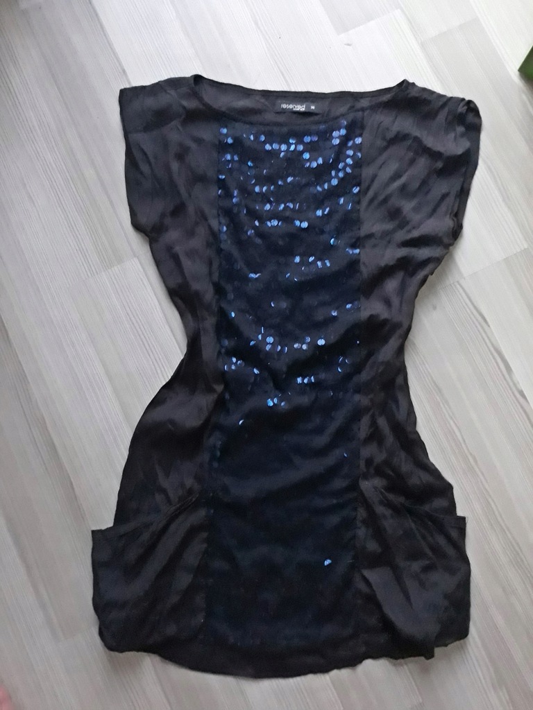 Czarna tunika sukienka cekiny Reserved r. 36