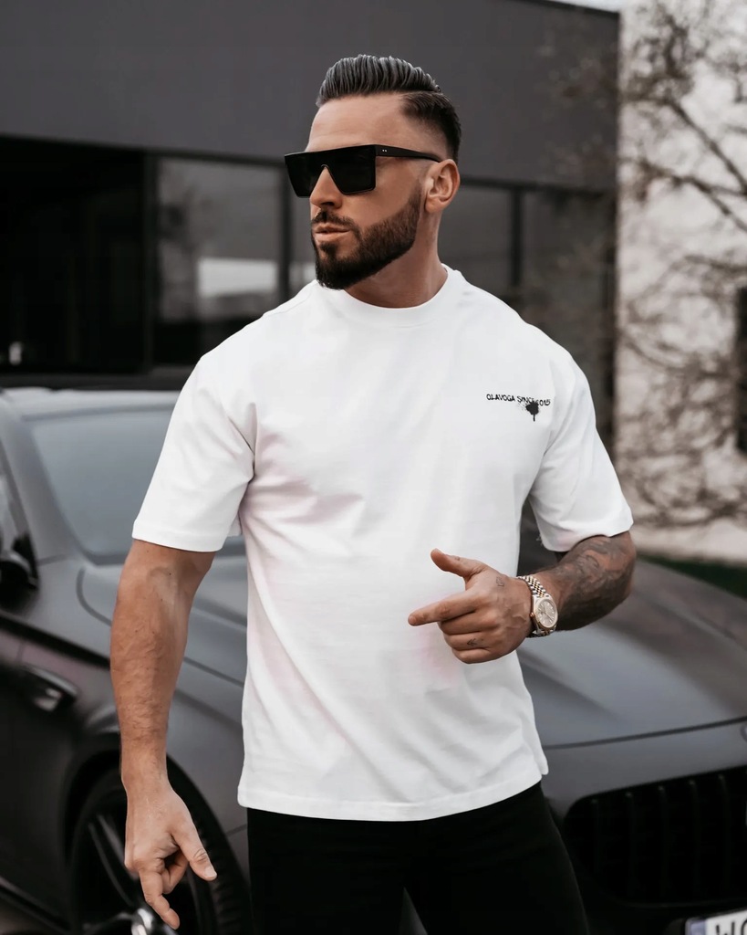 T-shirt męski slim fit OLAVOGA Men GOOSE - Écru (Rozmiar: M)