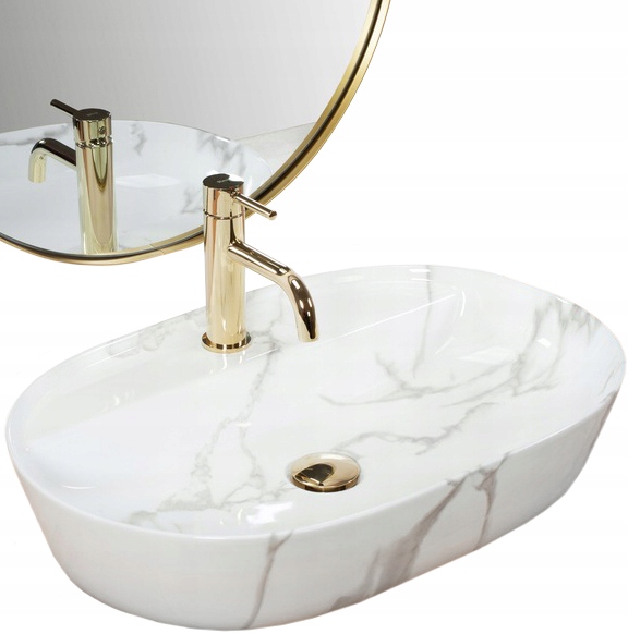 Купить Керамическая раковина Rea Aura Marmo с блестящей столешницей ...