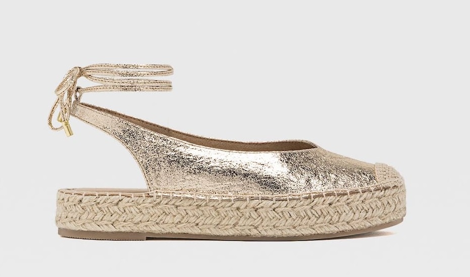 STRADIVARIUS złote espadryle z odkrytą piętą 38