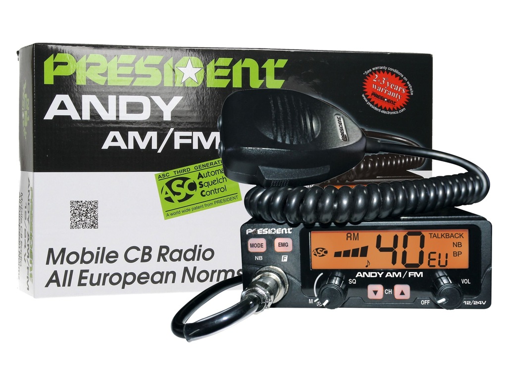 NOWE CB RADIO PRESIDENT ANDY 12/24V ASC kolory