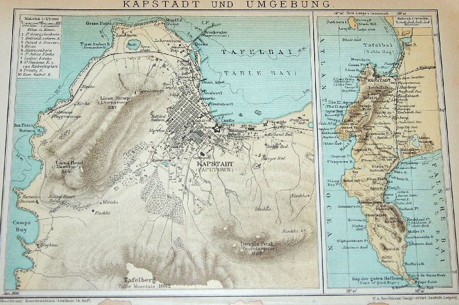 KAPSZTAD I OKOLICE. MAPA. XIX WIEK.