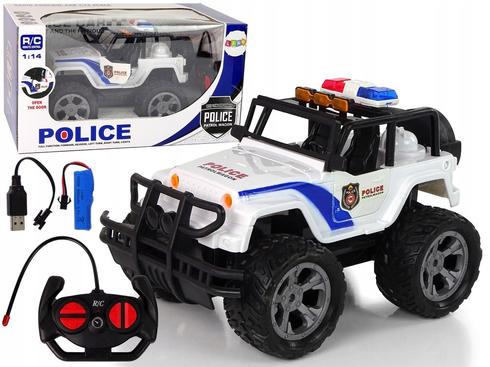 Auto R/C Policja Jeep Policyjny 1:14 Zdalnie Stero