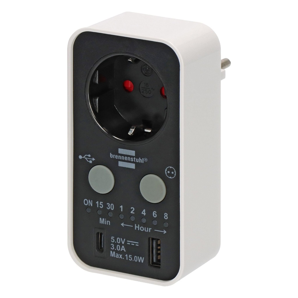 Programator cyfrowy minutnik Brennenstuhl z USB A i USB C