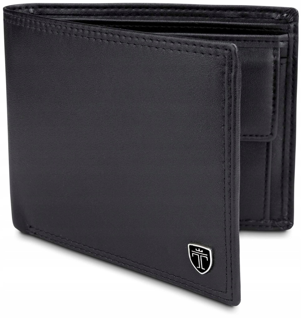 Skórzany elegancki czarny portfel męski Travando