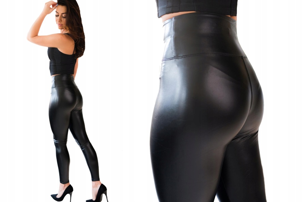 DAMSKIE LATEKSOWE LEGGINSY GETRY WOSKOWANE XL