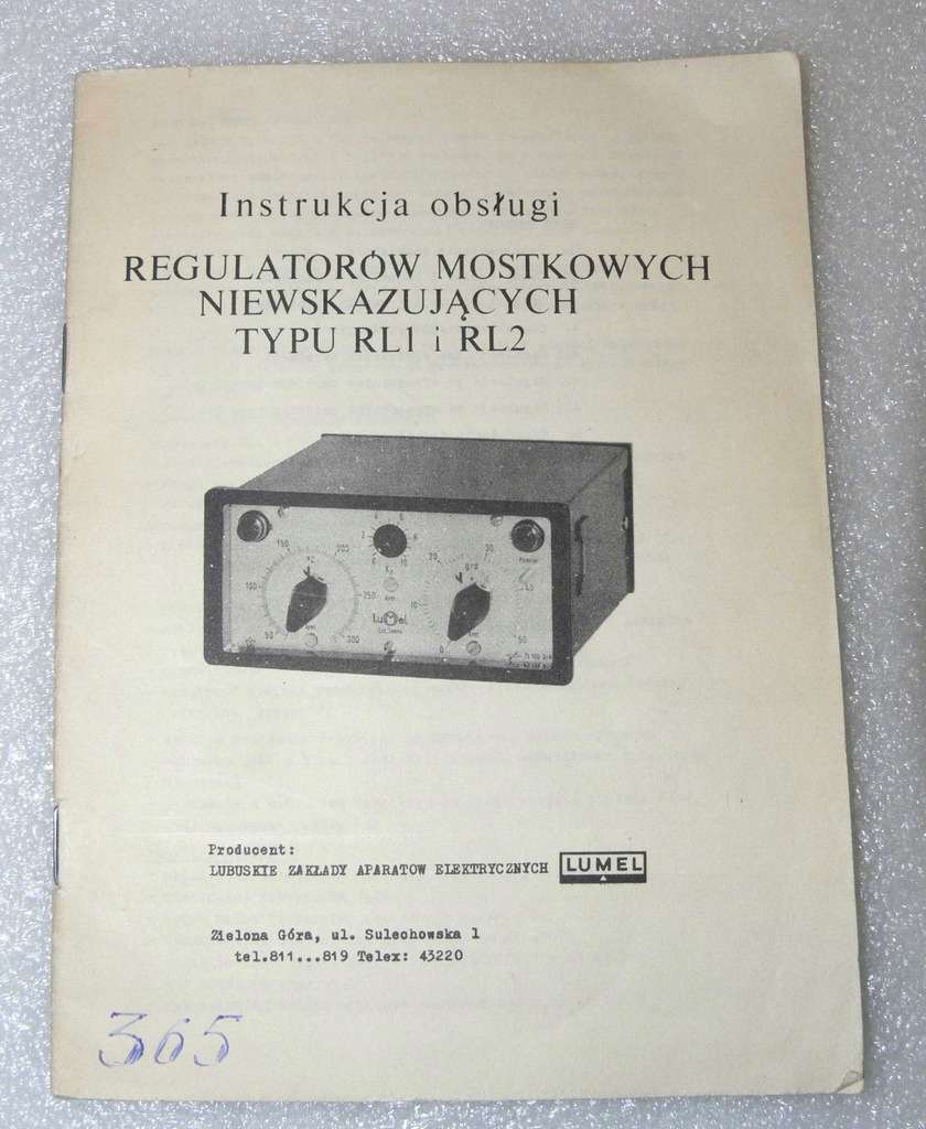 INSTRUKCJA regulator mostkowy RL1 RL2 LUMEL