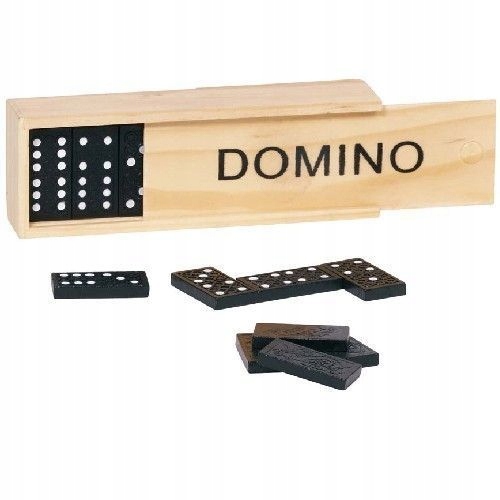 Domino w drewnianym pudełku dla dzieci