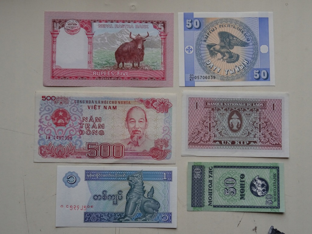 6 banknotów Świat ciekawy mix -E062