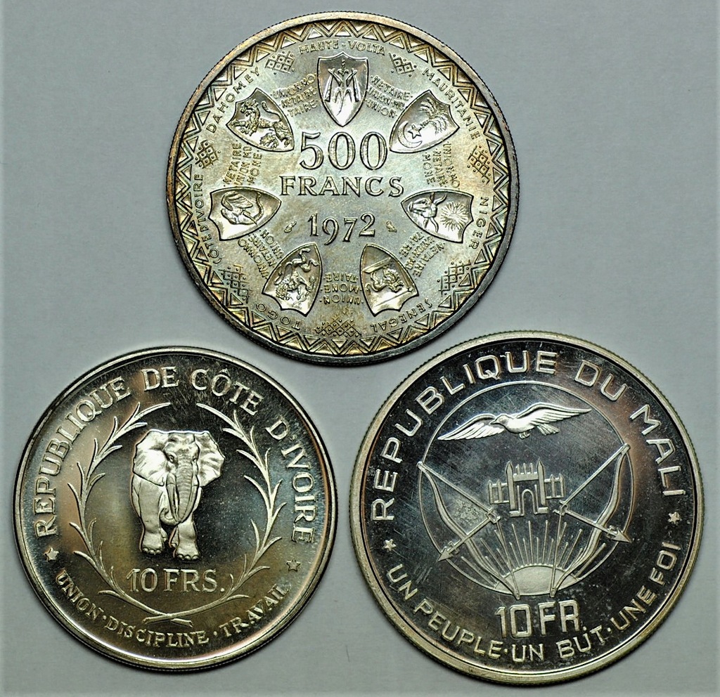 bt 178 zestaw 3 monet Afryka srebro b.ładne