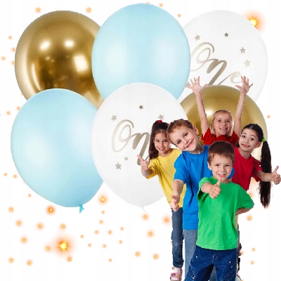 Balony urodzinowe na urodziny z balonów 6 szt zestaw 30 cm mix złote 1 lat