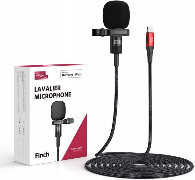 Mikrofon PIXEL Lavalier Lapel do iPhone'a i iPada, wielokierunkowy