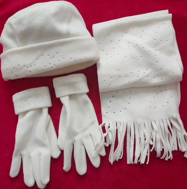 Polarowy komplet czapka, szalik i rękawiczki