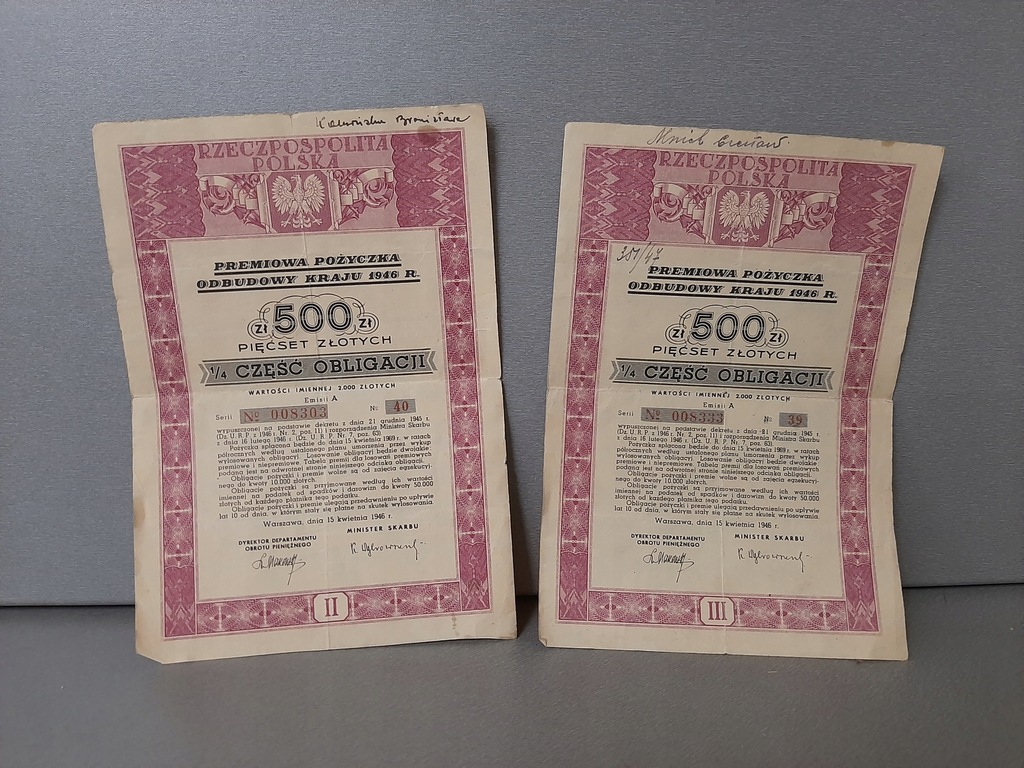 premiowana pożyczka odbudowy kraju 1946r