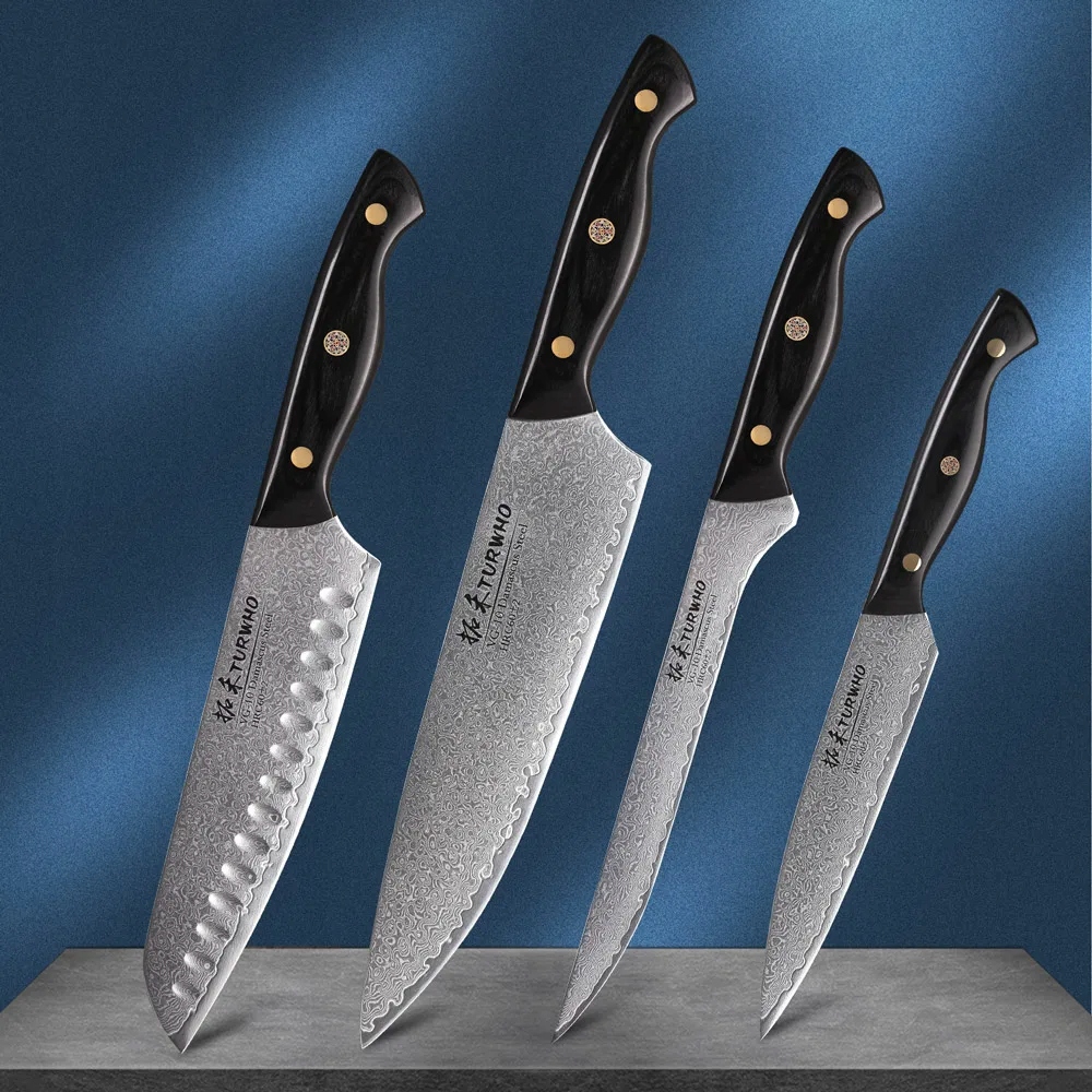 TURWHO 1-6PCS Kitchen Knives Set Japanese 67 Layer Damascus Steel Chef