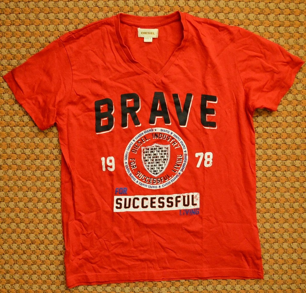 DIESEL, Brave, czerwona koszulka, t-shirt, roz S