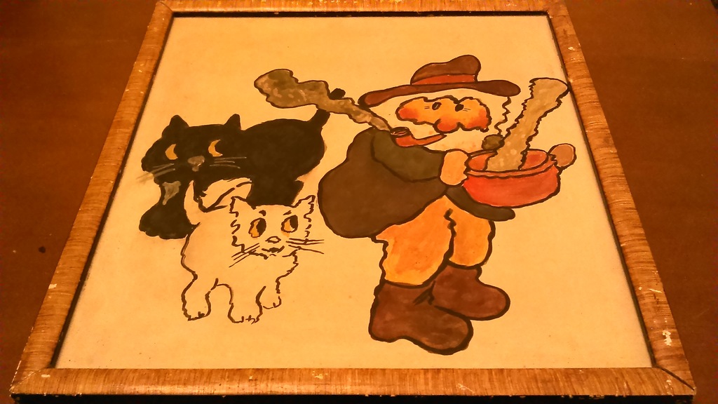 obraz bajki kot Filemon olej płyta oprawa bajkowy