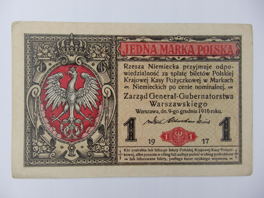 Polska - 1 marka polska - 1916 - Generał - seria B - piękny stan