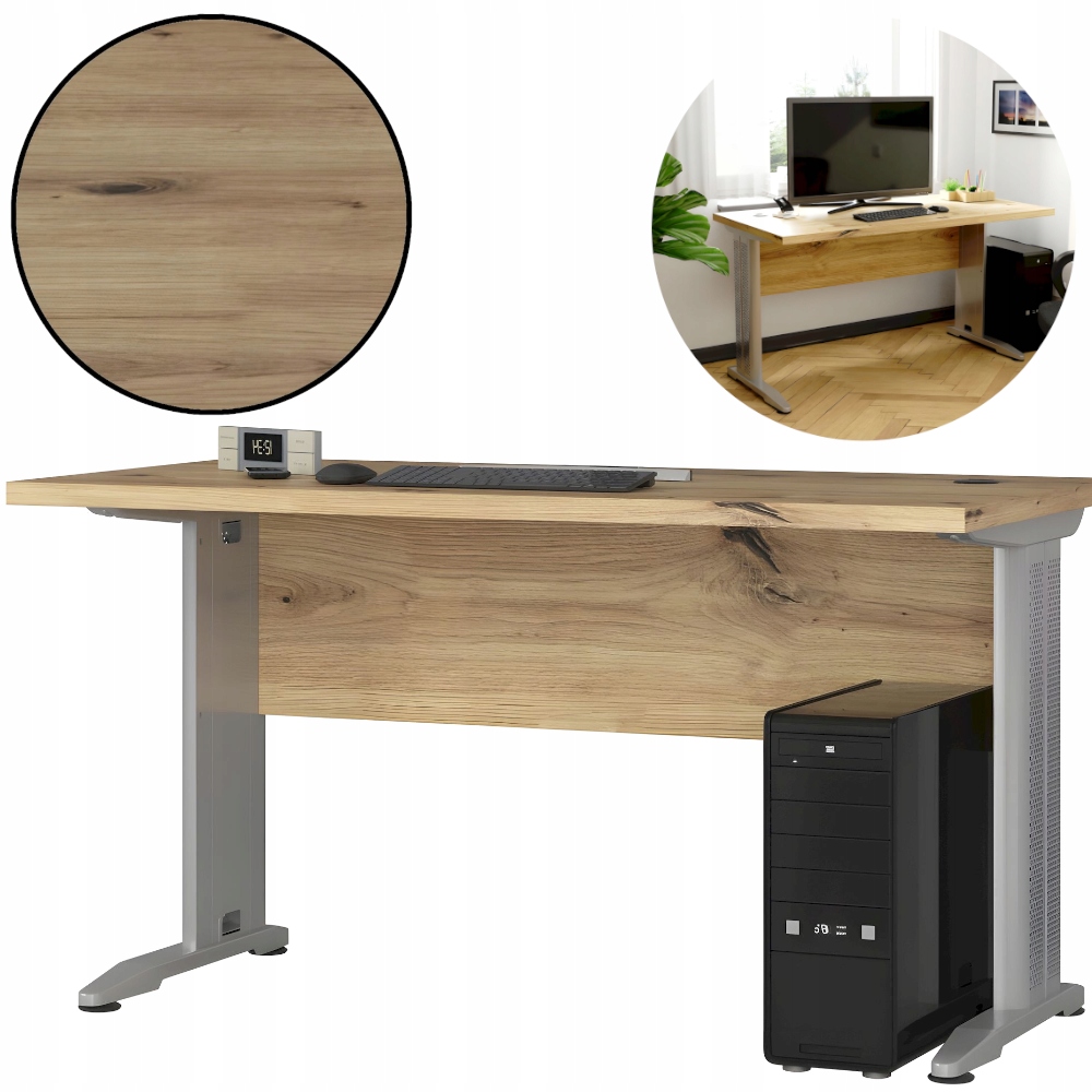 BIURKO KOMPUTEROWE BIUROWE DĄB ARTISAN KLASYCZNE NOWOCZESNE 135 x 60 cm A5