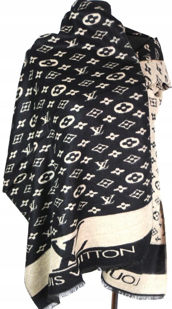 SZAL KASZMIROWY 100% MĘSKI WYPRZEDAŻ ECRU GRAFI LV