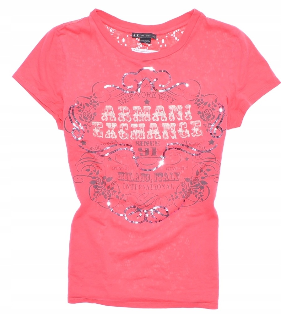 5914-91 ARMANI EXCHANGE T-SHIRT KORONKOWY TYL r.40