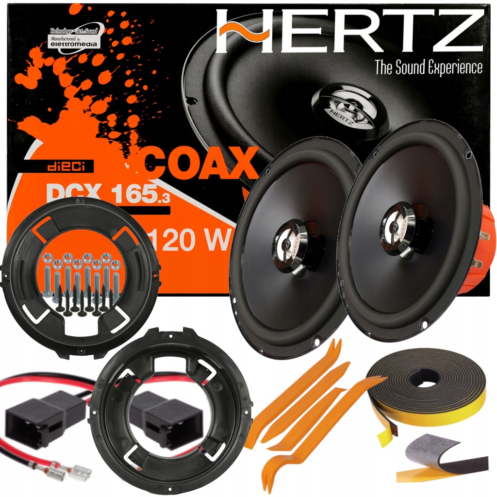 HERTZ DCX165 GŁOŚNIKI RENAULT LAGUNA BOCZKI W TYLNEJ PÓŁCE DYSTANSE + MATA