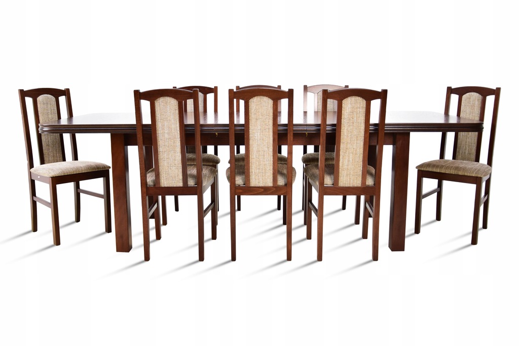 Duży zestaw do salonu drewniany Stół 3m 8 krzeseł