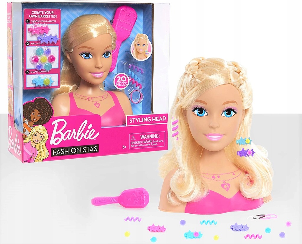 Barbie głowa do stylizacji czesania blond + akces.