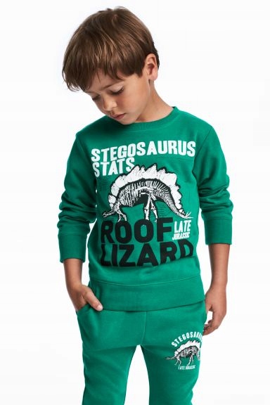 H&M zielona bluza z dinozaurem r 8-10 lat