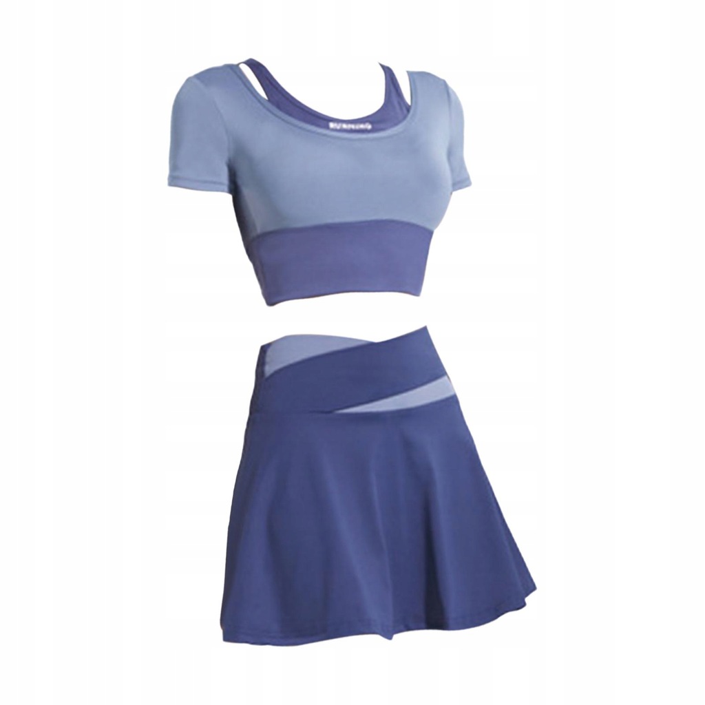 Women Workout Skirts Short Sleeve Set Gym Tennis Skirts Suit Athletic