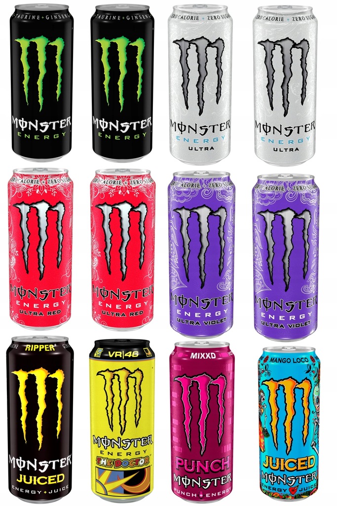 MONSTER ENERGY 500ML ZESTAW 8 SMAKÓW 12 PUSZEK