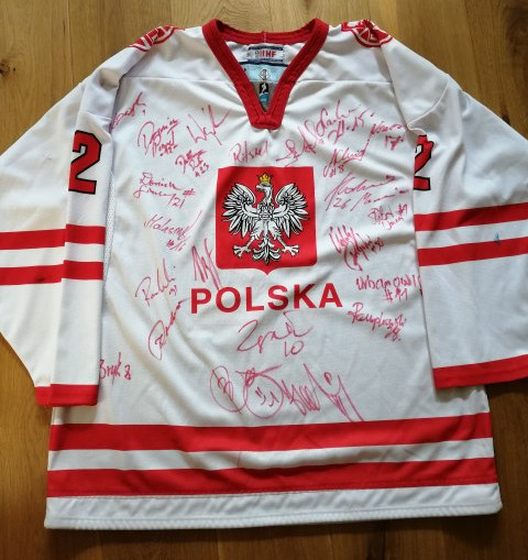 Bluza hokejowej reprezentacji Polski z autografami