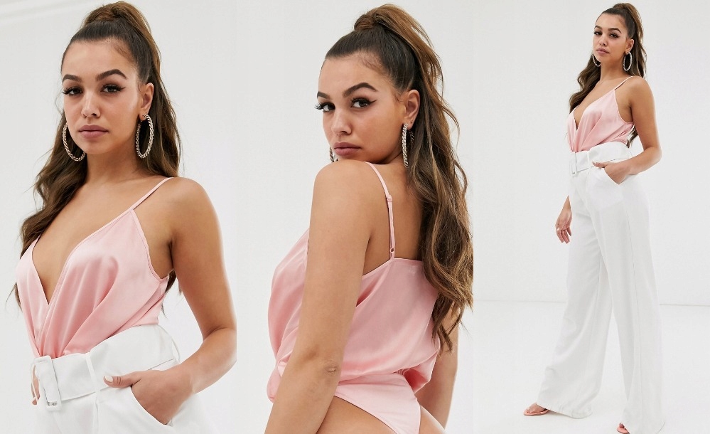 MISSGUIDED RÓŻOWE SATYNOWE BODY__XS_YI__XCU