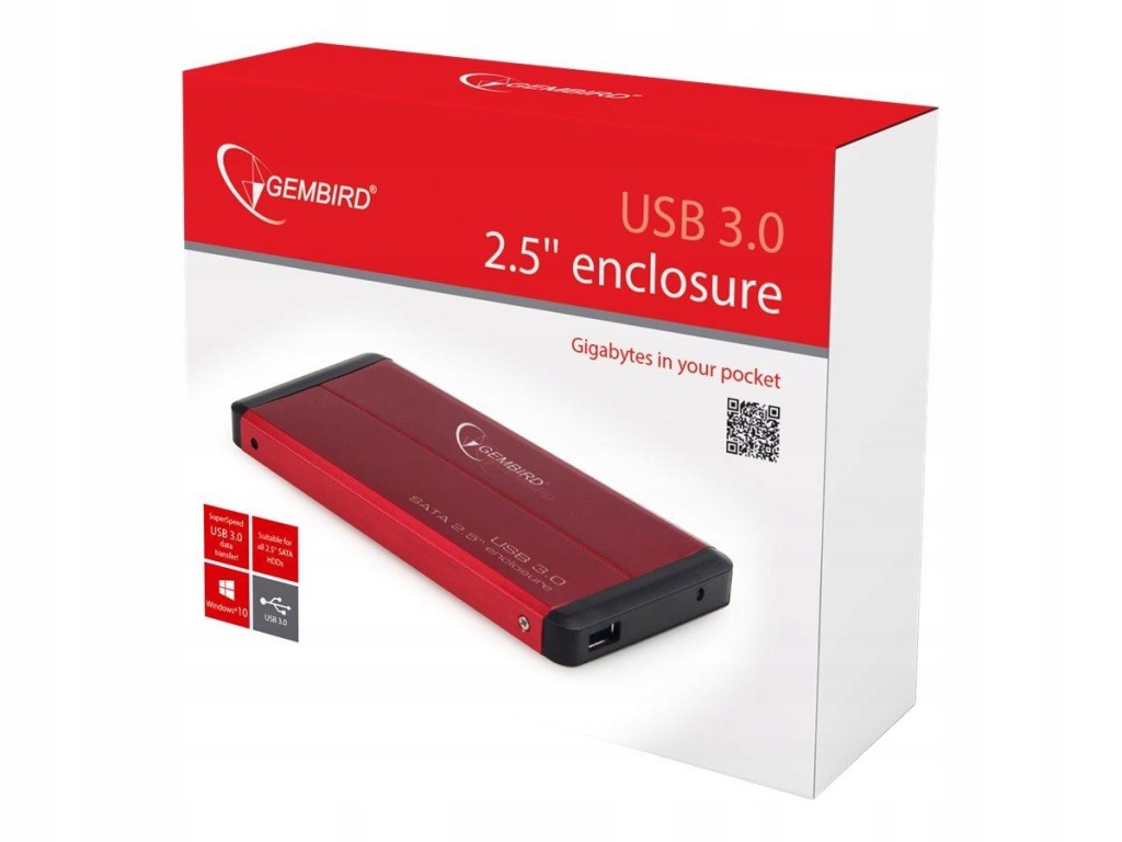 GEMBIRD EE2-U3S-2-R Gembird obudowa USB 3.0 na dysk HDD/SSD 2.5 SATA