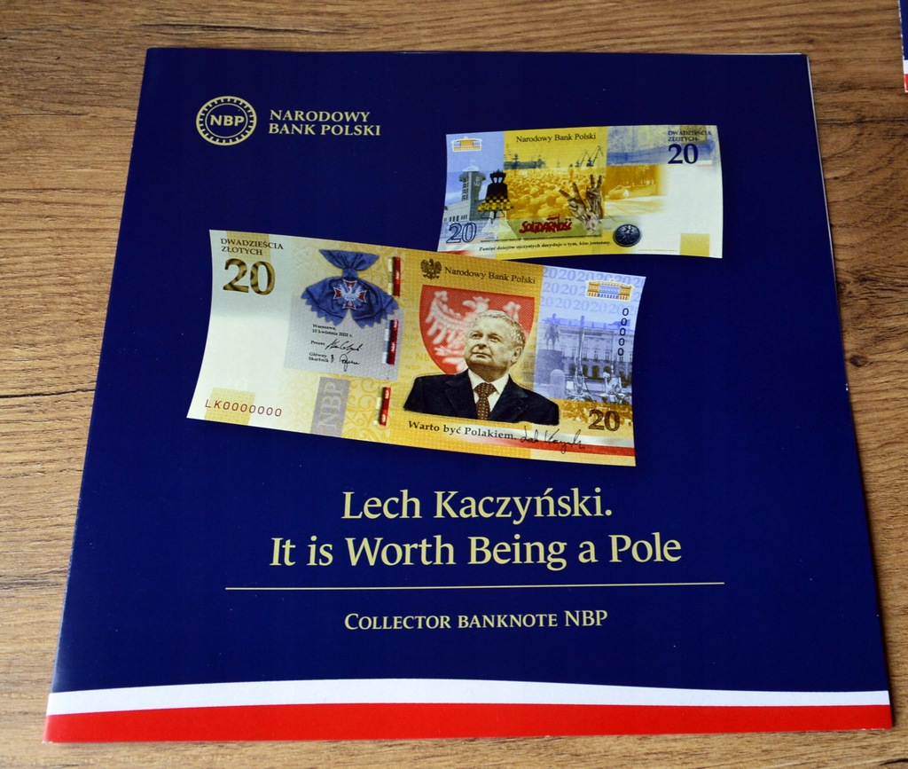 Folder do banknotu Lech Kaczyński-ang