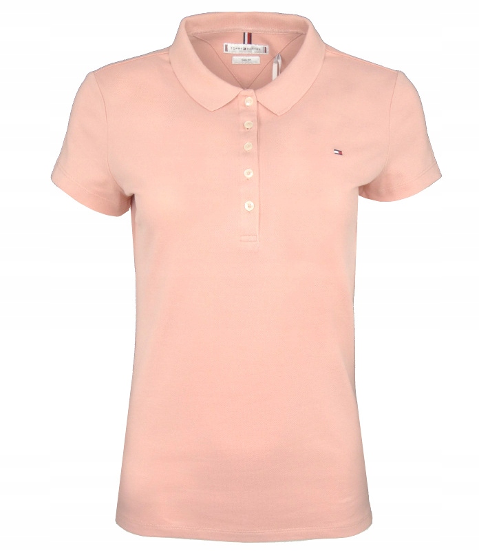 TOMMY HILFIGER polo damskie, brudny róż, Slim, M