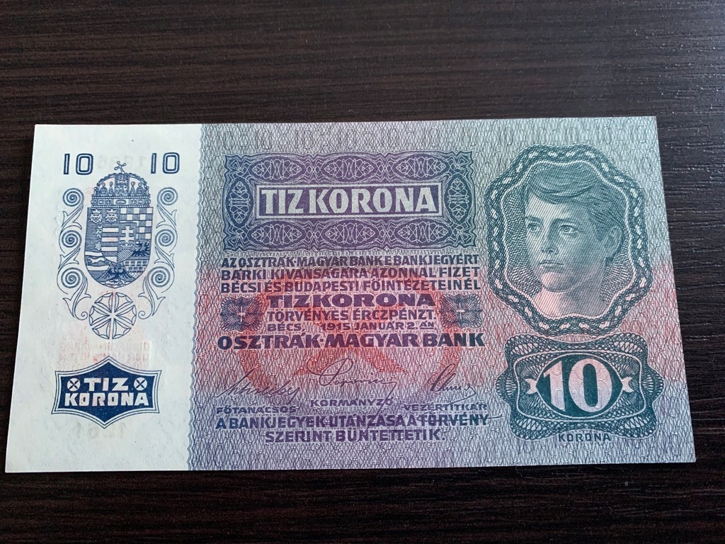 10 koron Austro Węgry 1915r. Stan UNC.