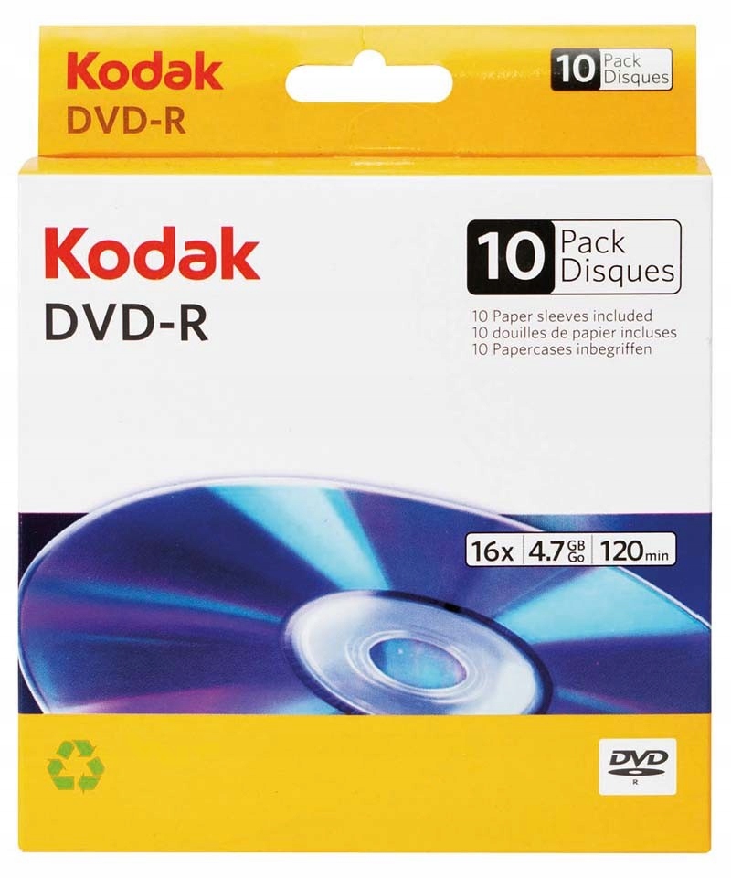 PŁYTA DVD-R KODAK 4,7GB 16X 10 SZT. BOX + KOPERTY