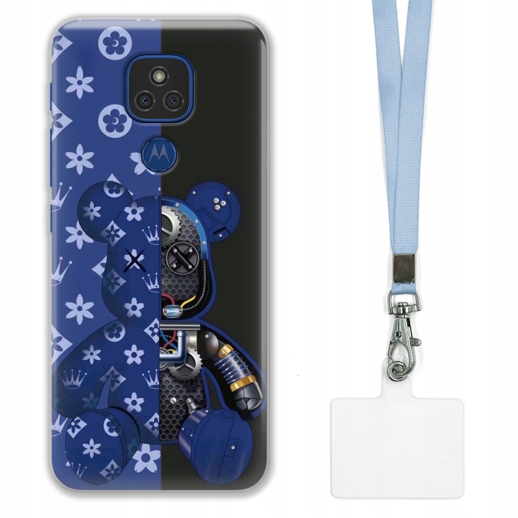 ETUI DO MOTOROLA E7 PLUS CASE + SMYCZ SZARA KAWS DLA NASTOLATKÓW MIX WZ