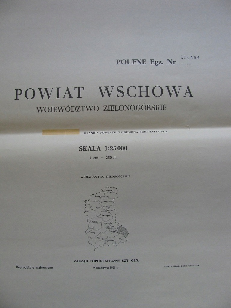 WSCHOWA-mapa powiatu ark.1,3,4,5,6: 1961r,1:25 000