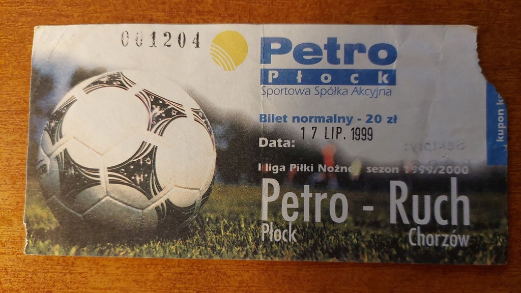 Bilet Petro Płock vs Ruch Chorzów 17.07.1999